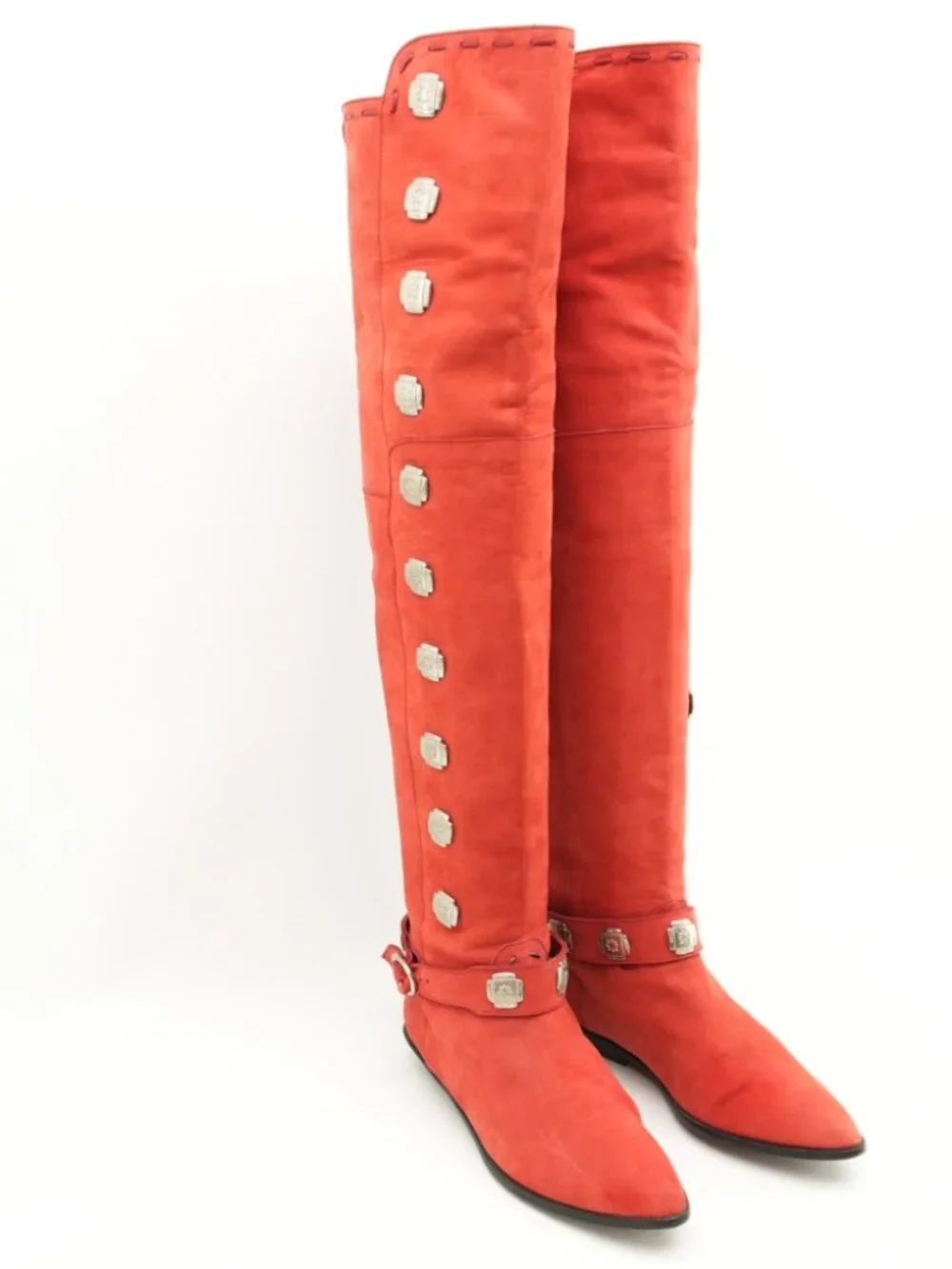 Concho Boots Tall Cowboy Vintage Southwestern OTK Red Western Boots Size 6.5